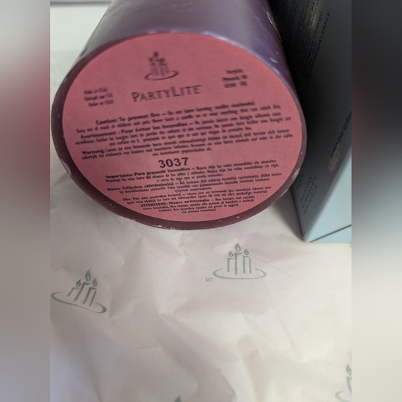 PARTYLITE Candle Mulberry Raspberry X3 Scented Pillar New NOS 4"X9" &  3" X 7" - Picture 9 of 10